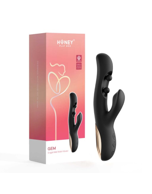 Gem vibromasseur rabbit avec capteurs de pression et application Noir