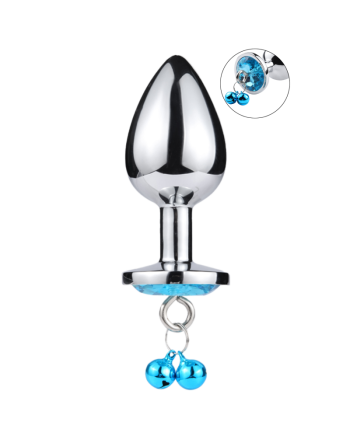 Plug bijou aluminium bleu avec clochettes Taille M JINGLE 