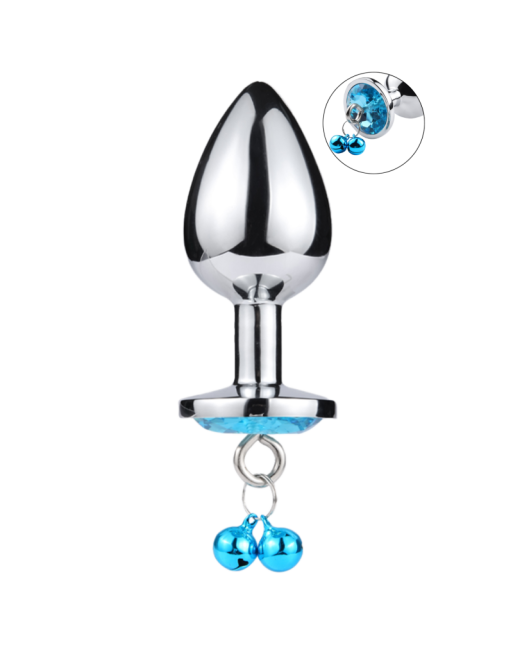 Plug bijou aluminium bleu avec clochettes Taille M JINGLE 