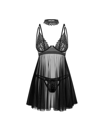 Donarella babydoll et String - Noire - NP