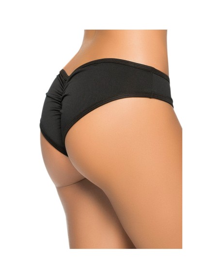 Tanga noir froncé sur les fesses 