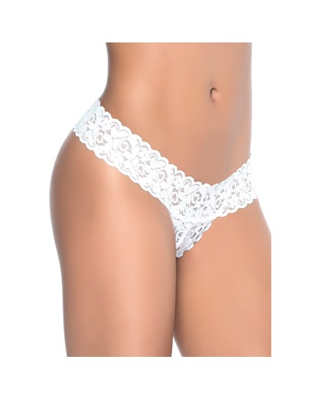String ouvert brésilien blanc en dentelle 