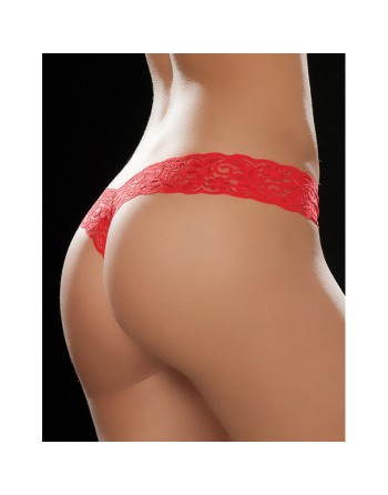 String brésilien rouge en dentelle