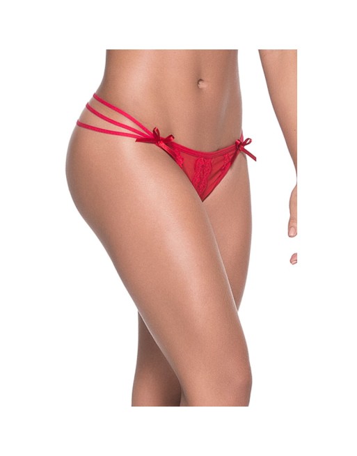 String rouge élégant triple lanières 