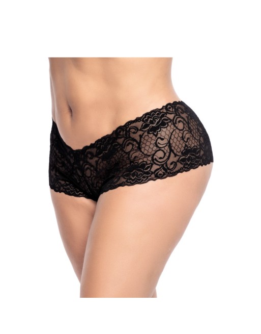 Shorty grande taille noire en dentelle 