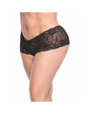 Shorty grande taille noire en dentelle 