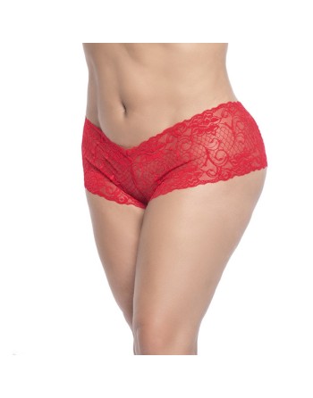 Shorty en dentelle rouge grande taille 