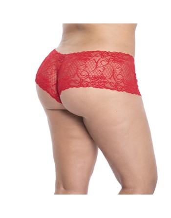 Shorty en dentelle rouge grande taille 