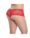 Shorty en dentelle rouge grande taille 