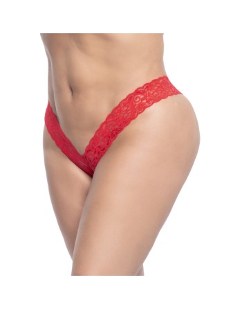 String brésilien rouge en dentelle grande taille 