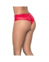 String bande large en wetlook rouge, taille haute, tissu fronçé à l'arrière 