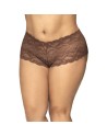 Shorty grande taille en dentelle couleur cacao 