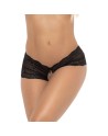 Panty dentelle et résille noir, ouvert à l'entrejambe 