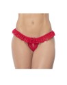 Culotte ouverte rouge avec froufrou en dentelle  