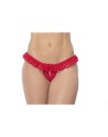Culotte ouverte rouge avec froufrou en dentelle  