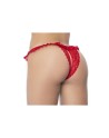 Culotte ouverte rouge avec froufrou en dentelle  