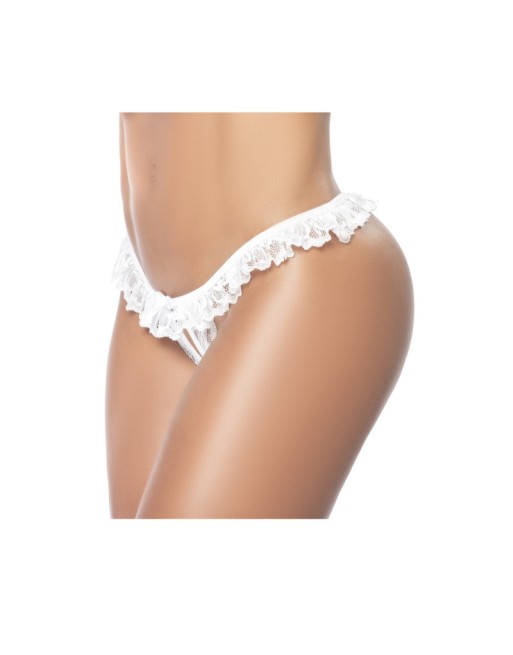 Culotte ouverte blanche avec froufrou en dentelle 