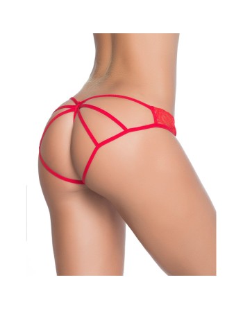 Culotte ouverte rouge ornements façon cage 