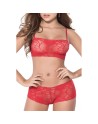 Ensemble lingerie rouge top bustier et shorty dentelle 