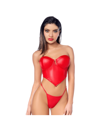 Ensemble 2 pièces en similicuir rouge lisse 