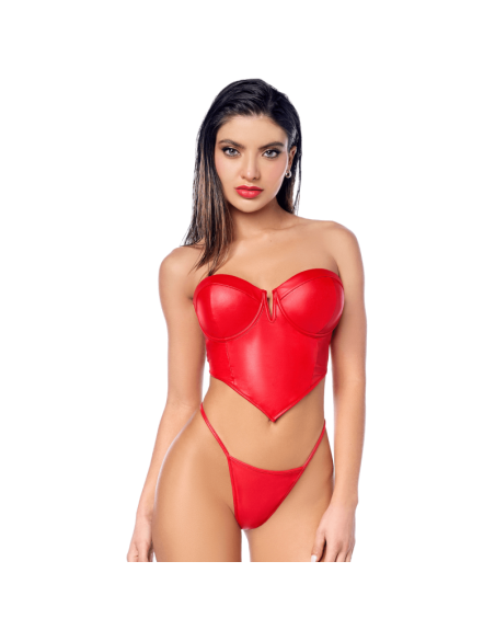 Ensemble 2 pièces en similicuir rouge lisse 