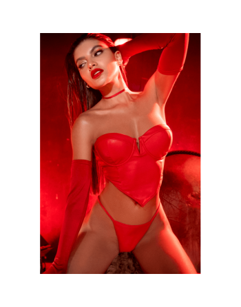 Ensemble 2 pièces en similicuir rouge lisse 