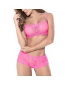 Ensemble lingerie rose top bustier et shorty dentelle 