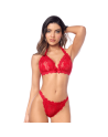 Ensemble sexy 2 pièces en dentelle romantique avec haut et string assorti 