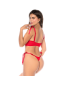 Ensemble sexy 2 pièces en dentelle avec liens à nouer et string 