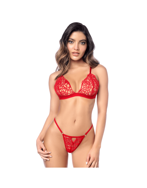Ensemble sexy 2 pièces en crochet tricoté avec haut ajustable et string 