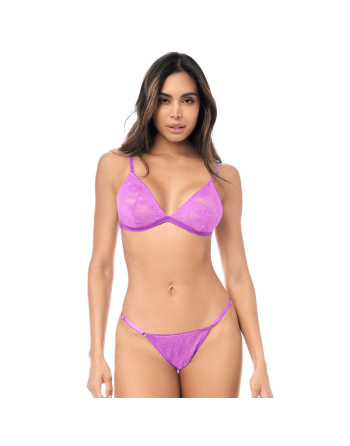Ensemble sexy 2 pièces dentelle douce et extensible 