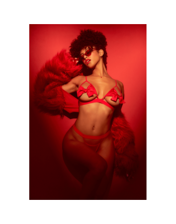 Ensemble 2 pièces Mapalé bonnets ouverts avec nœuds 