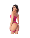 Ensemble lingerie rose en dentelle avec porte-jarretelles – Mapalé
