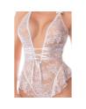 Body blanc en dentelle avec dos ouvert et encolure halter – Mapalé