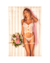 Ensemble bustier blanc en dentelle avec porte-jarretelles – Mapalé