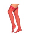 Bas nylon rouges autofixants jarretières dentelle 