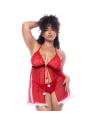 Costume sexy Mère Noël grande taille avec babydoll et string 