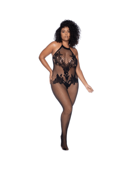 Combinaison grande taille en résille noire 