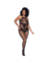 Combinaison grande taille en résille noire 
