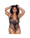 Body string grande taille en résille noir 