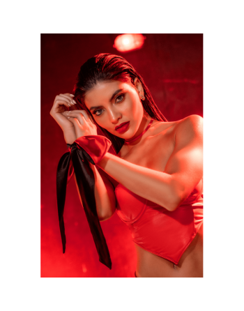 Accessoire coquin en satin réversible noir  rouge 