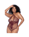 Body string grande taille en résille couleur cerise 