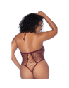 Body string grande taille en résille couleur cerise 