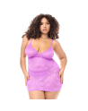 Babydoll grande taille dentelle violette et string 