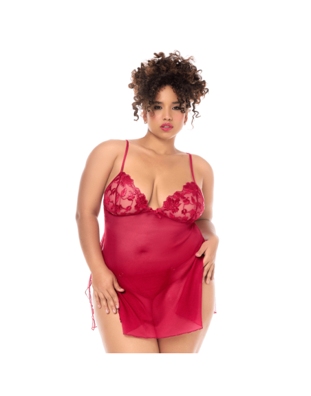 Babydoll grande taille Mapalé brodée avec string 