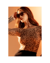 Body string en résille à manches longues imprimé léopard - Mapalé