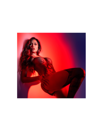 Body en résille noire à motif serpent, avec bas intégrés - Mapalé