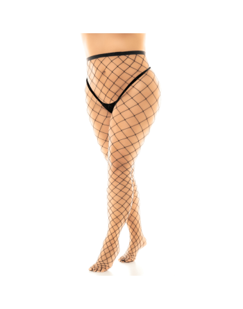 Collant grande taille large maille noire 