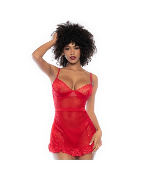 Nuisette rouge et string assorti 