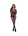Combinaison noire en résille ornée de strass 